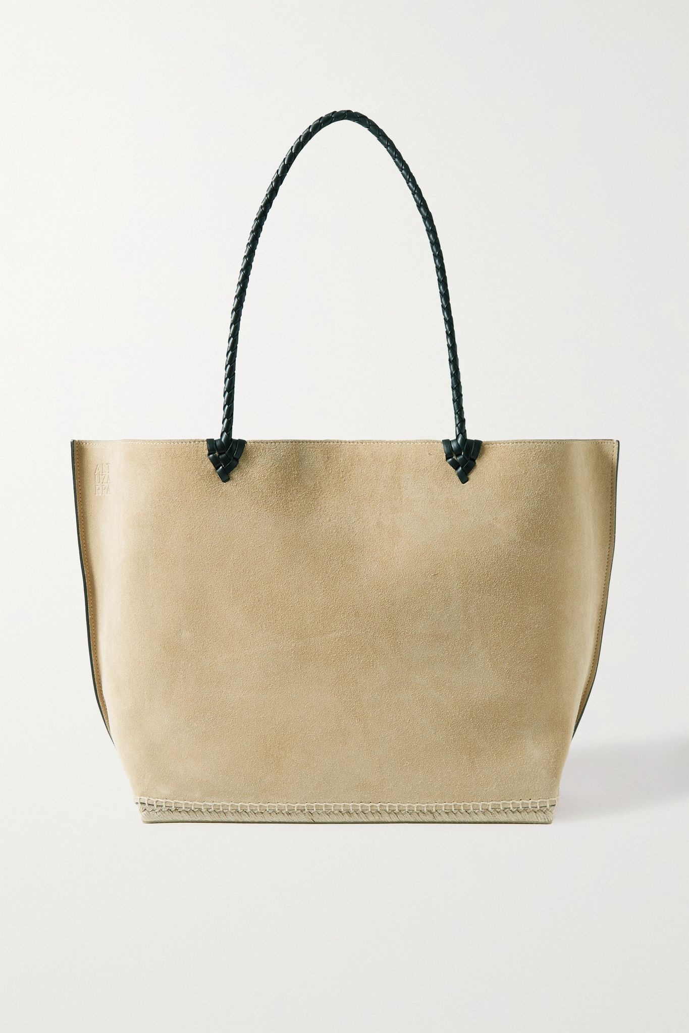 Espadrille large leather and jute-trimmed suede tote - 1