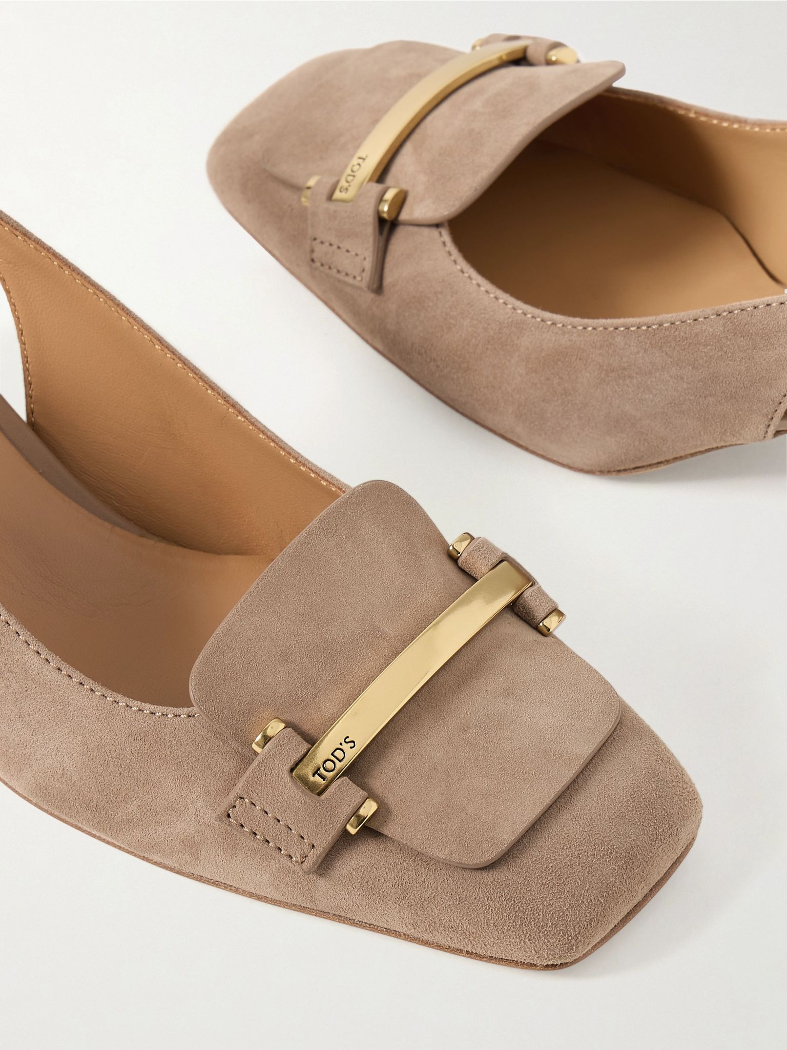Cuoio embellished suede pumps Taupe - 4