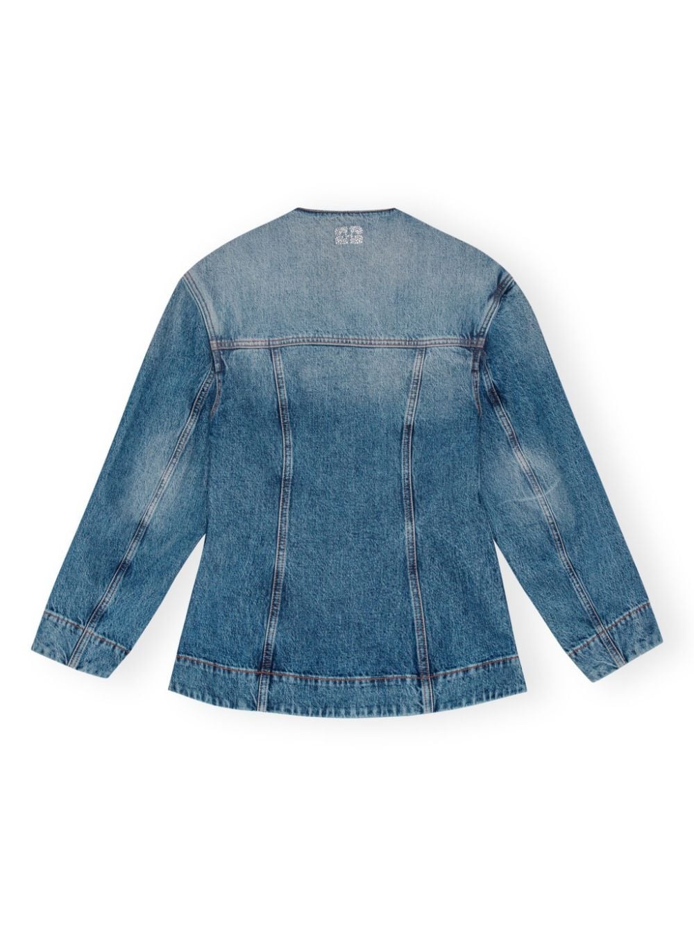 raw-cut denim blazer - 6