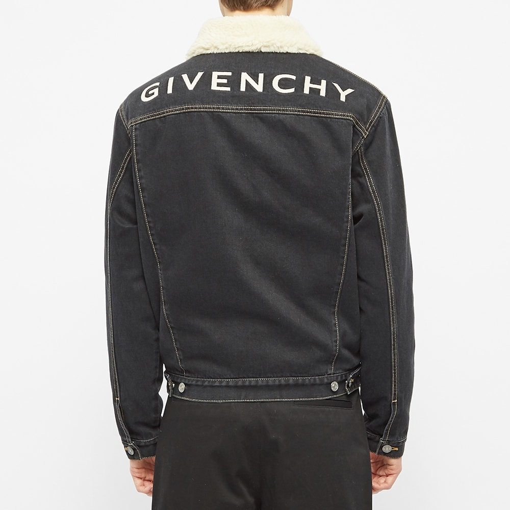 Givenchy Text Logo Shearling Denim Jacket - 5