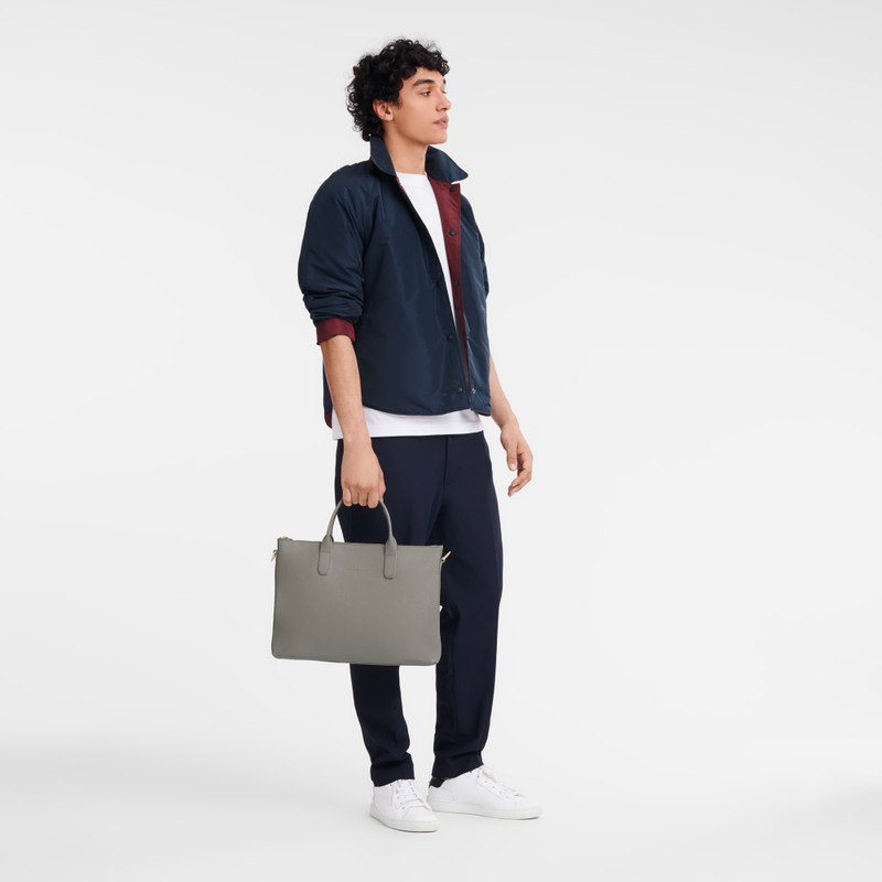 Longchamp Le Foulonné S Briefcase Turtledove - Leather outlook