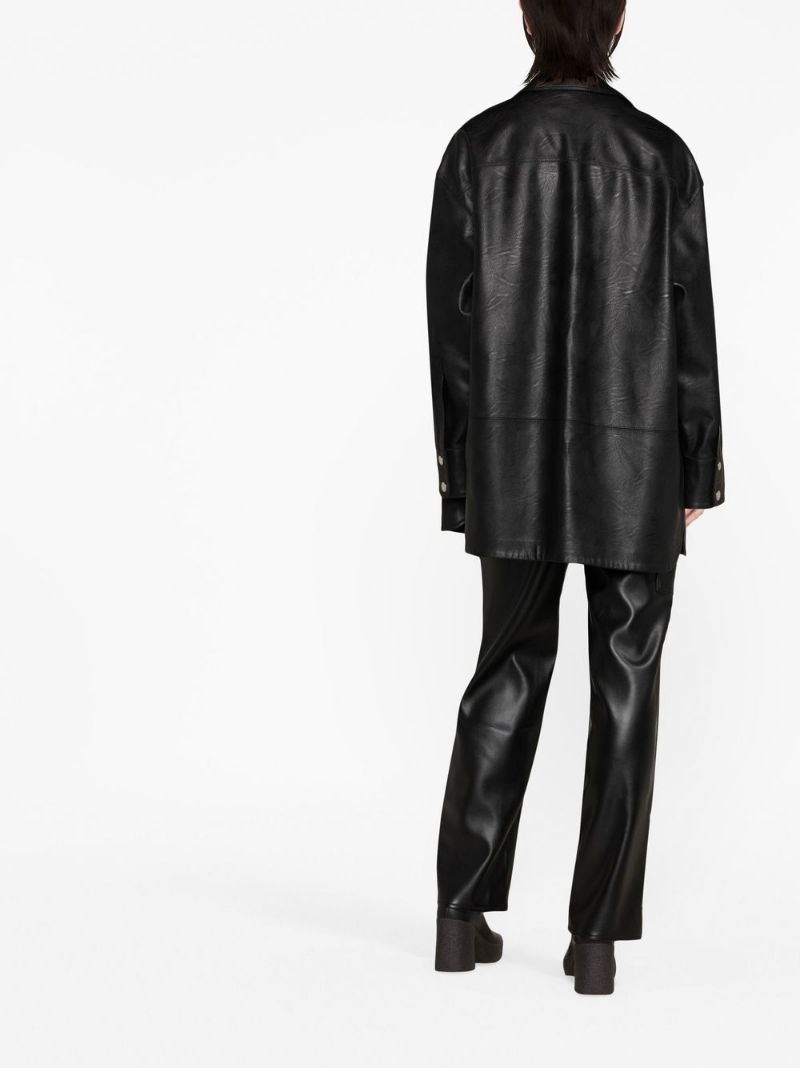 faux-leather overshirt - 4