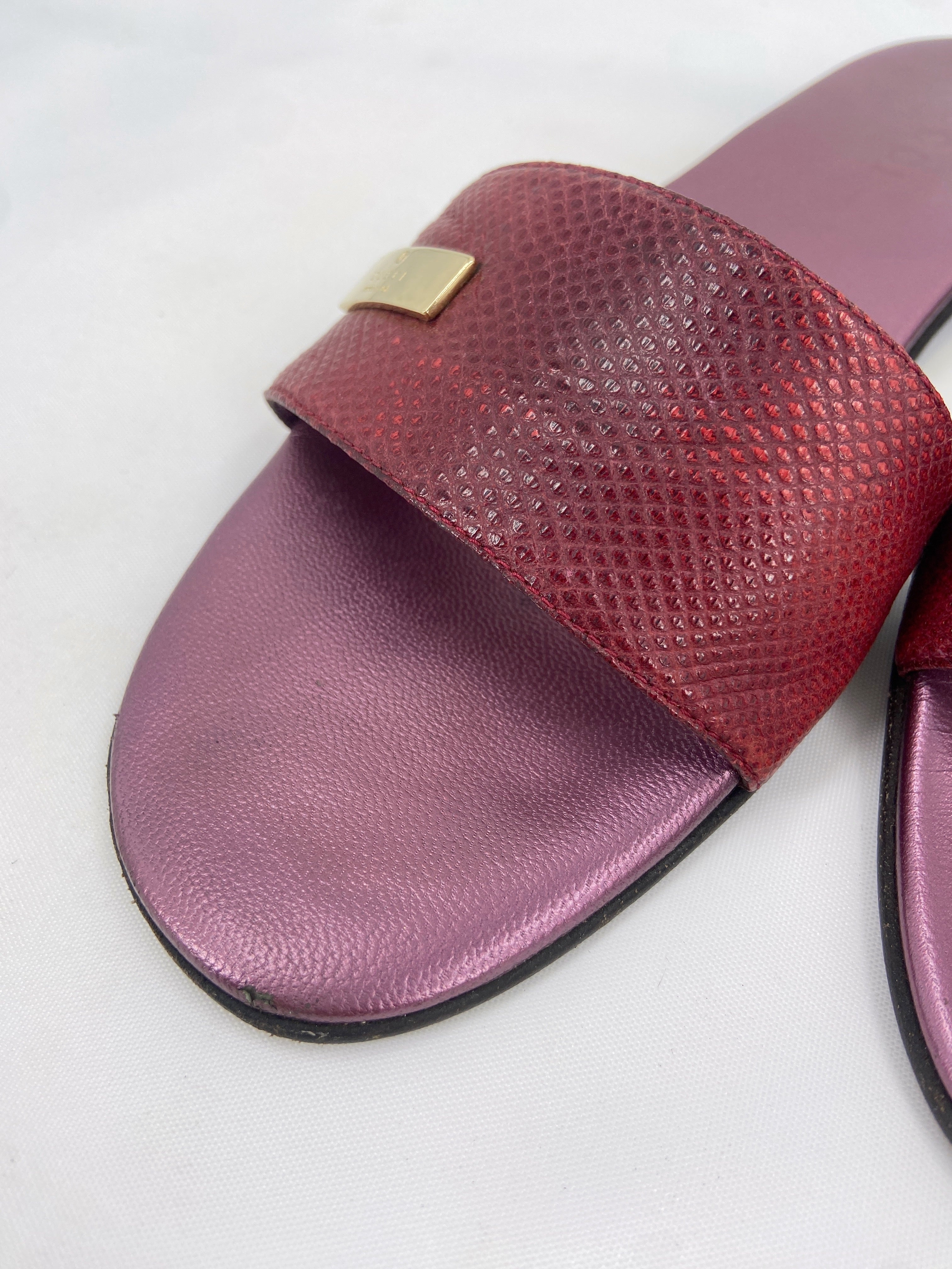 Gucci 90s Tom Ford Cherry Elephant Trunk Snake Leather Sandals 37 - 4