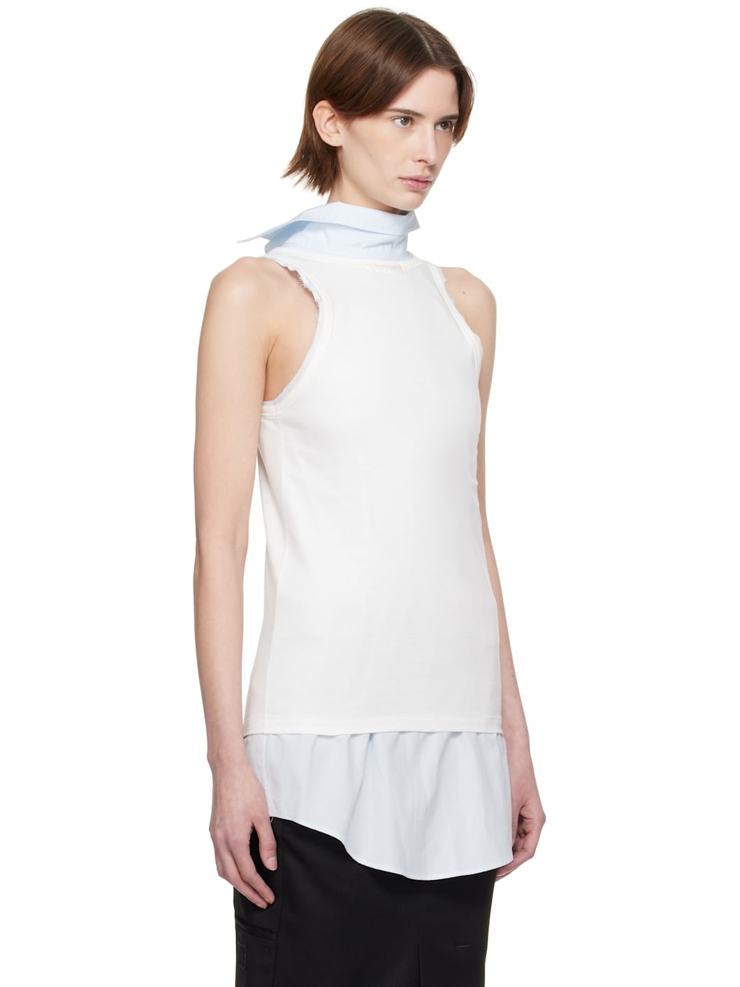 Blue & White Back To Front Check Blouse - 2