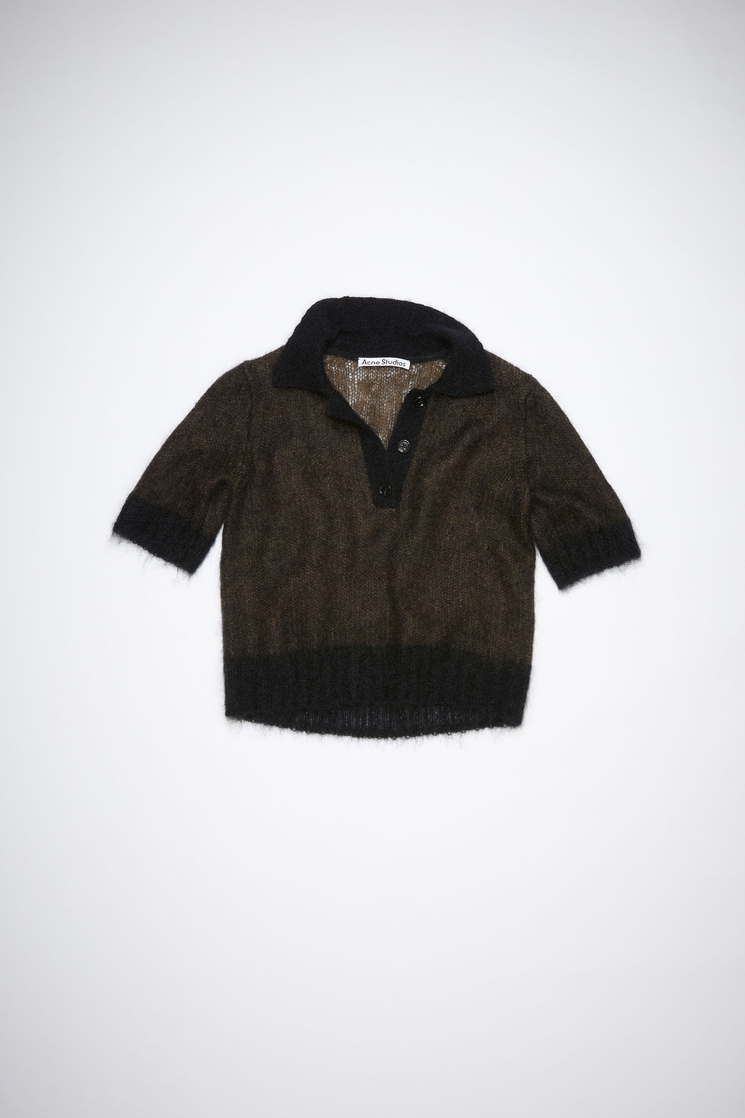 Mohair polo shirt - Umber brown - 1