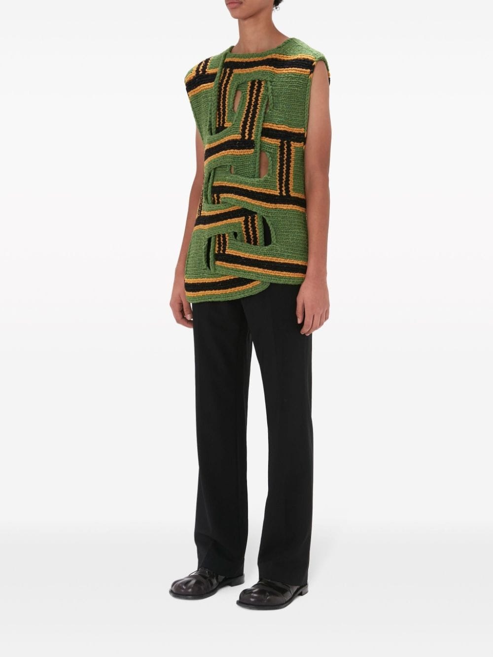 interwoven striped wool vest - 2