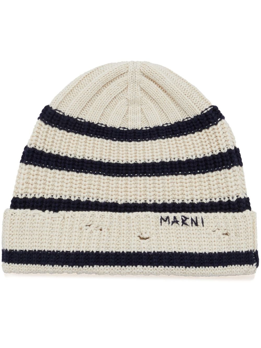 logo-embroidered striped beanie - 1