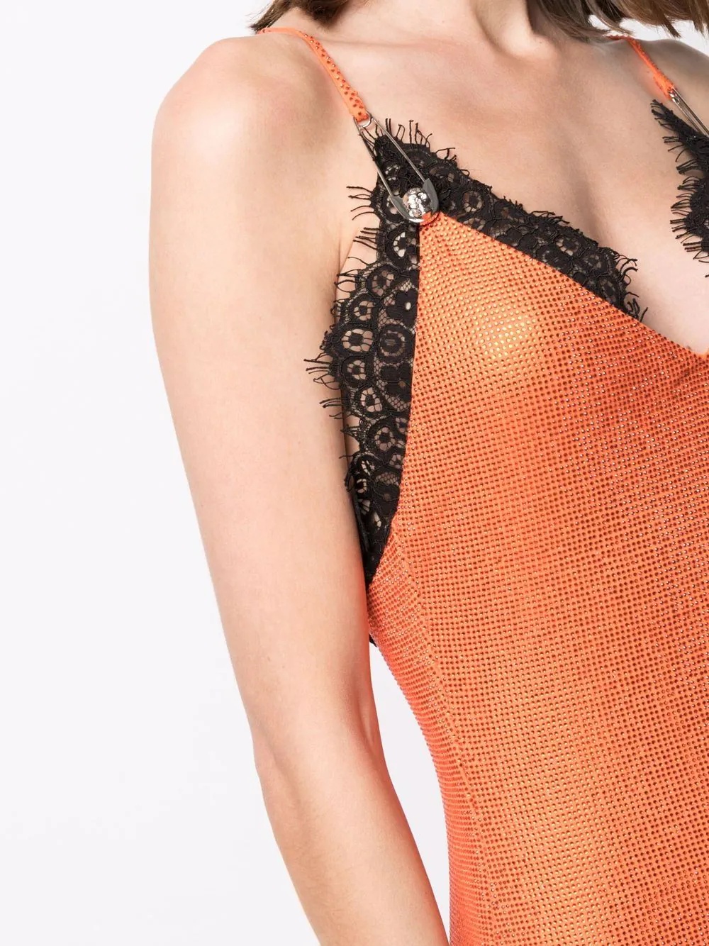 lace-trim crystal-embellished mini dress - 5