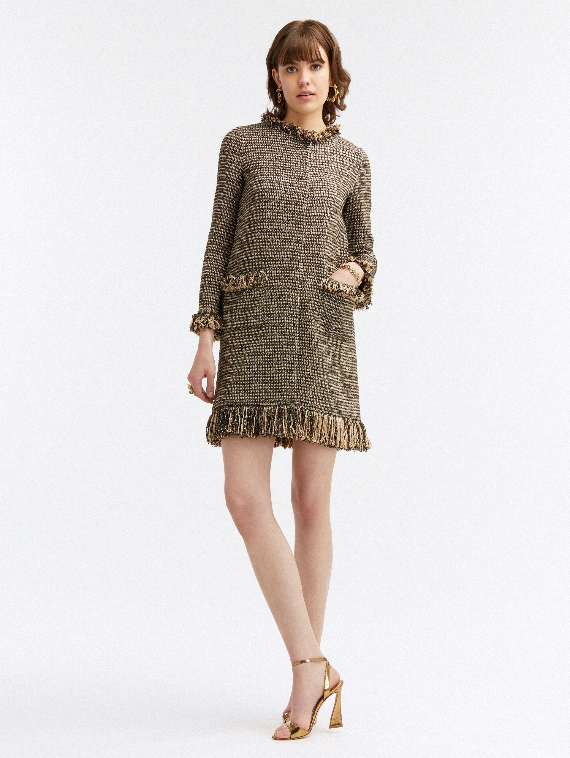 LONG SLEEVE FRINGE DETAIL COAT - 2