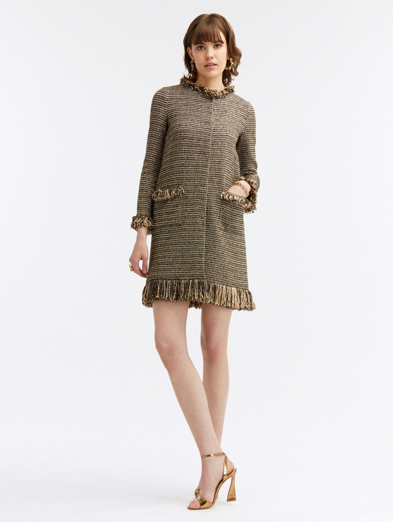 Oscar de la Renta LONG SLEEVE FRINGE DETAIL COAT outlook