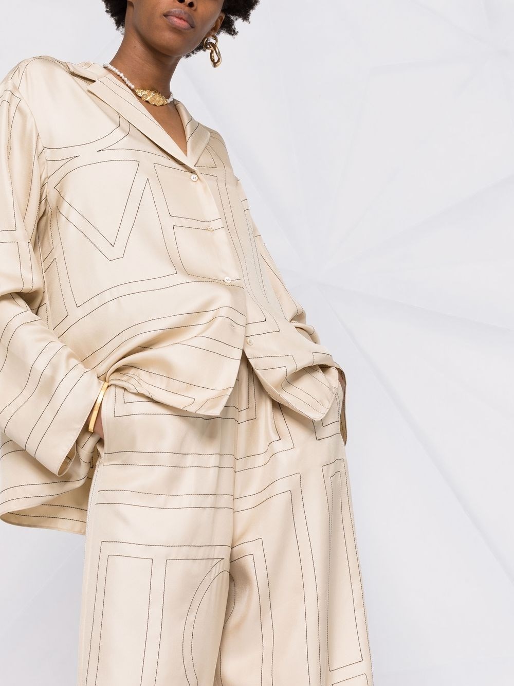 Monogram silk pajama pants - 5