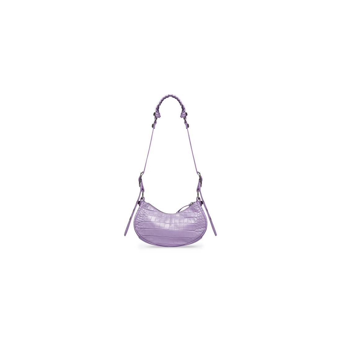 Women's Le Cagole Xs Shoulder Bag Crocodile Embossed in Purple - 4