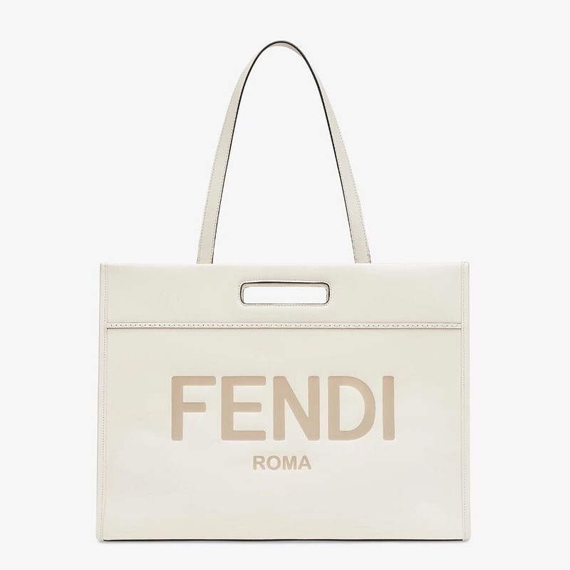 FENDI White leather shopper outlook