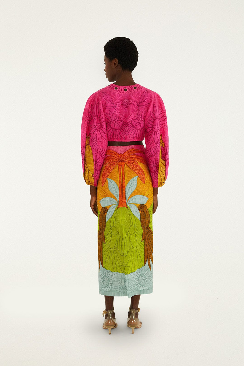 Multicolor Usiacuri Euroflax Premium Linen Midi Skirt 3