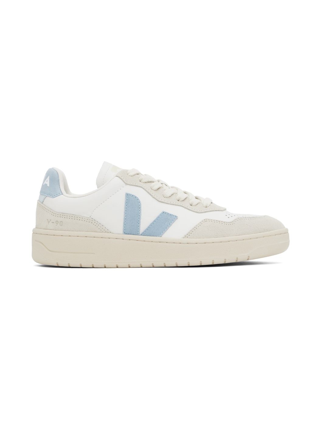 White & Blue V-90 Sneakers - 1