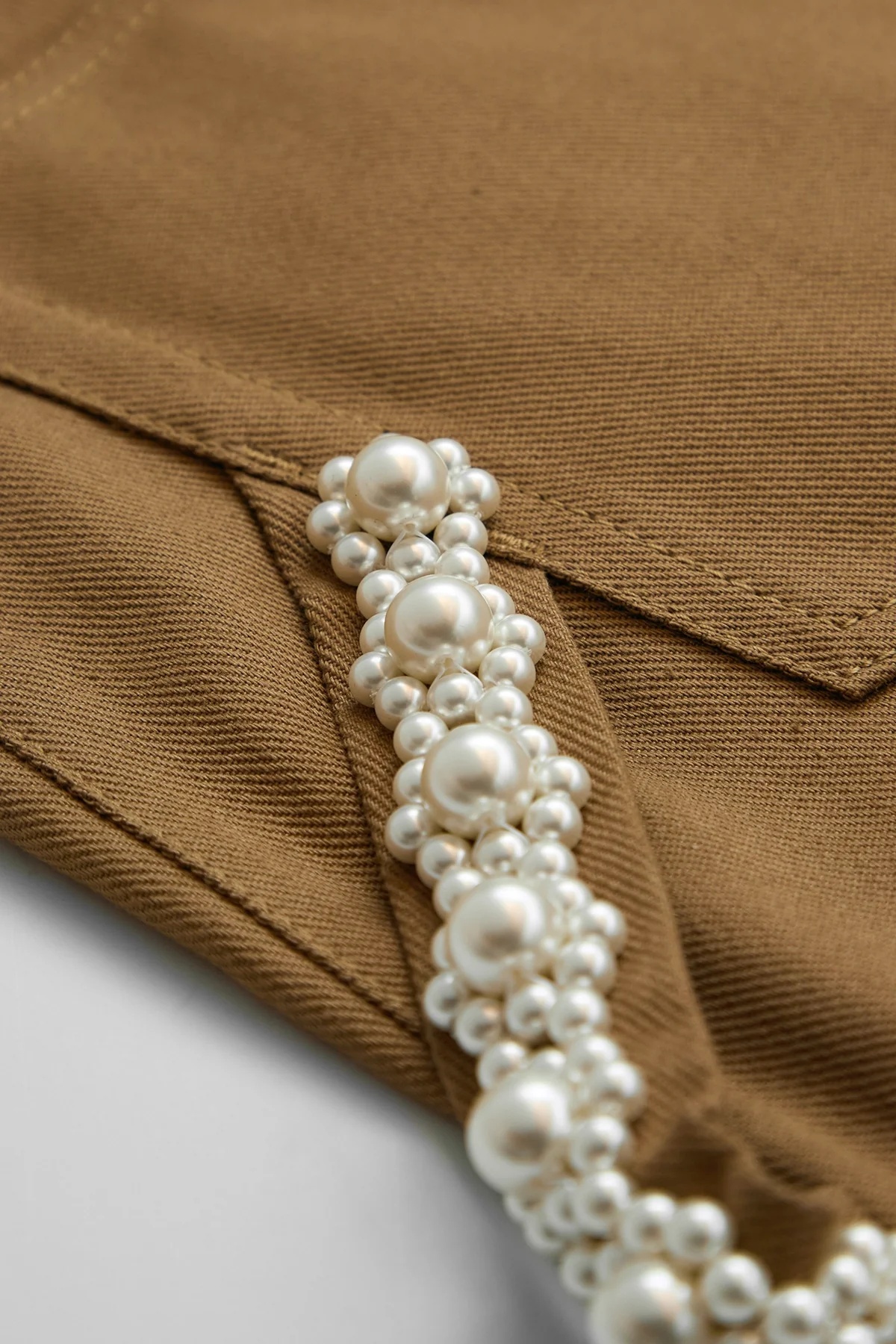 Simone Rocha Wide Leg Puddle Drill Pants W/ Emb Khaki - 3