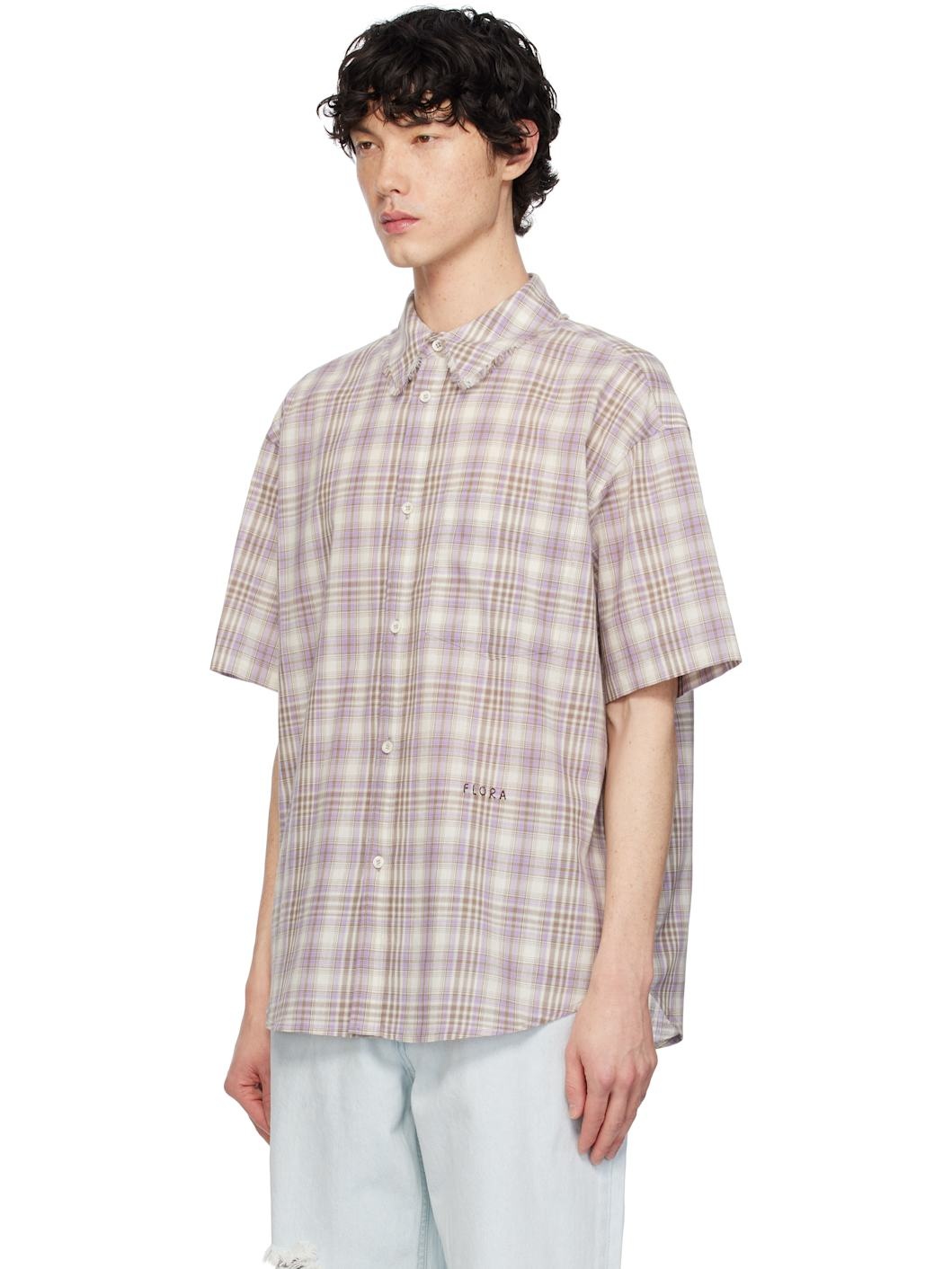 Off-White & Purple Madras Check Half Shirt - 4