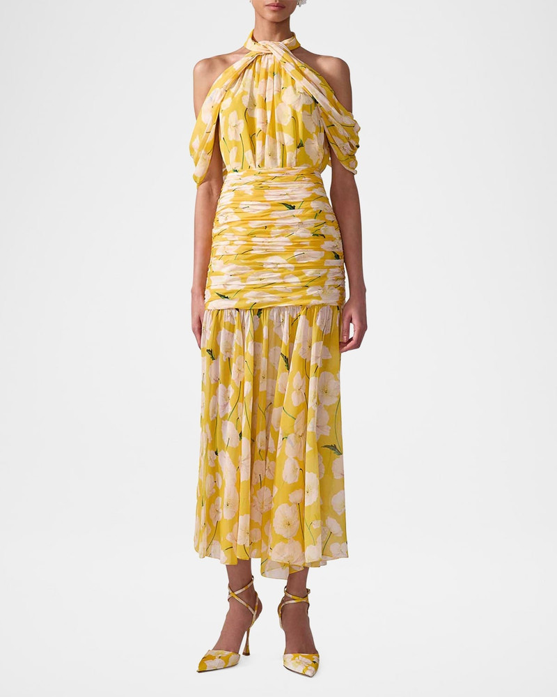 CAROLINA HERRERA Flower Cold-Shoulder Halter Top outlook