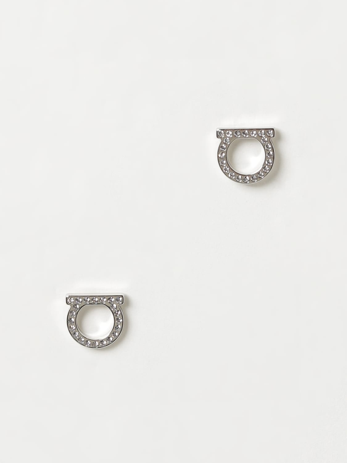 Ferragamo Gancini metal earrings with rhinestones - 1