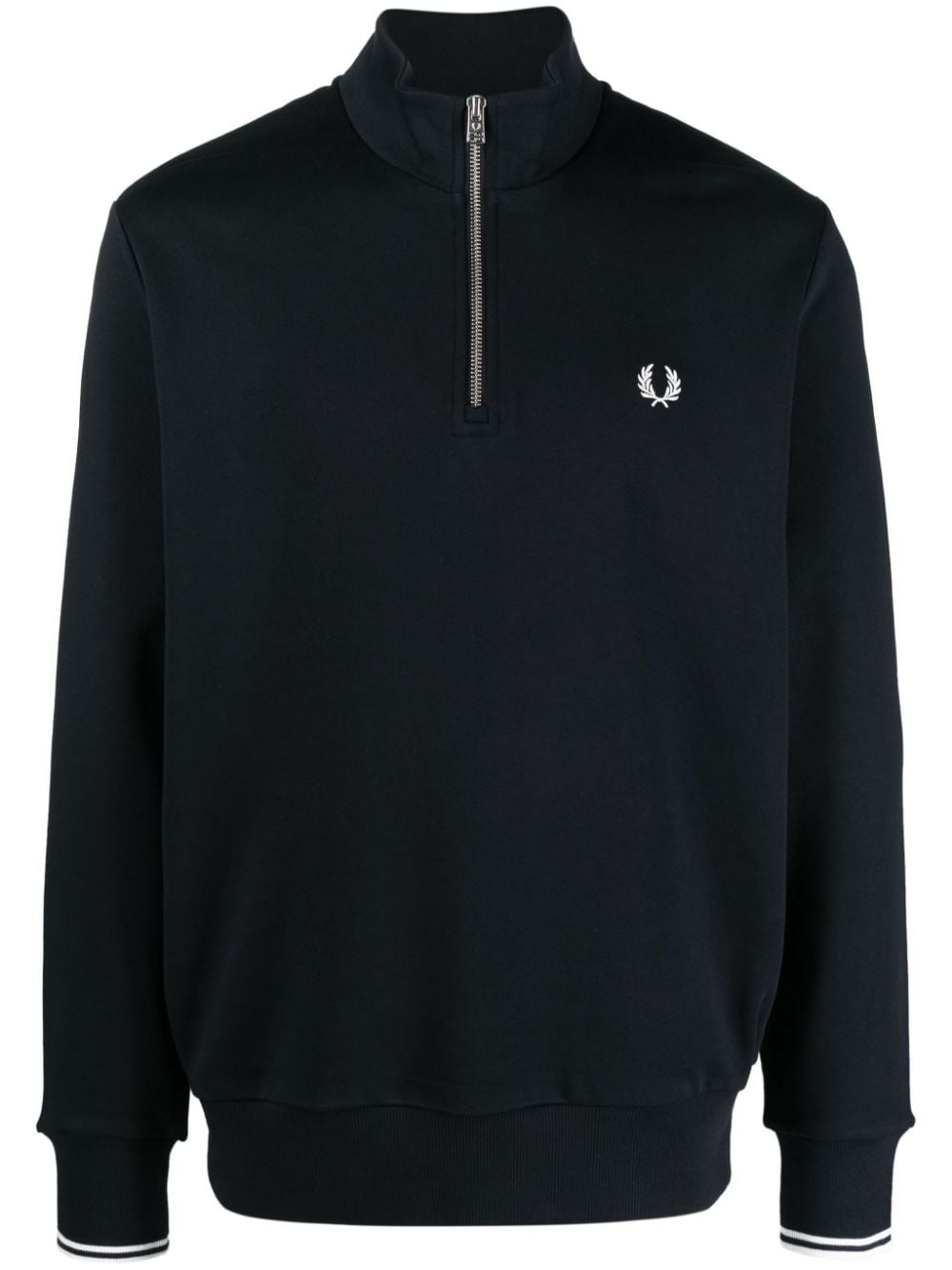 logo-embroidered zip-up jumper - 1