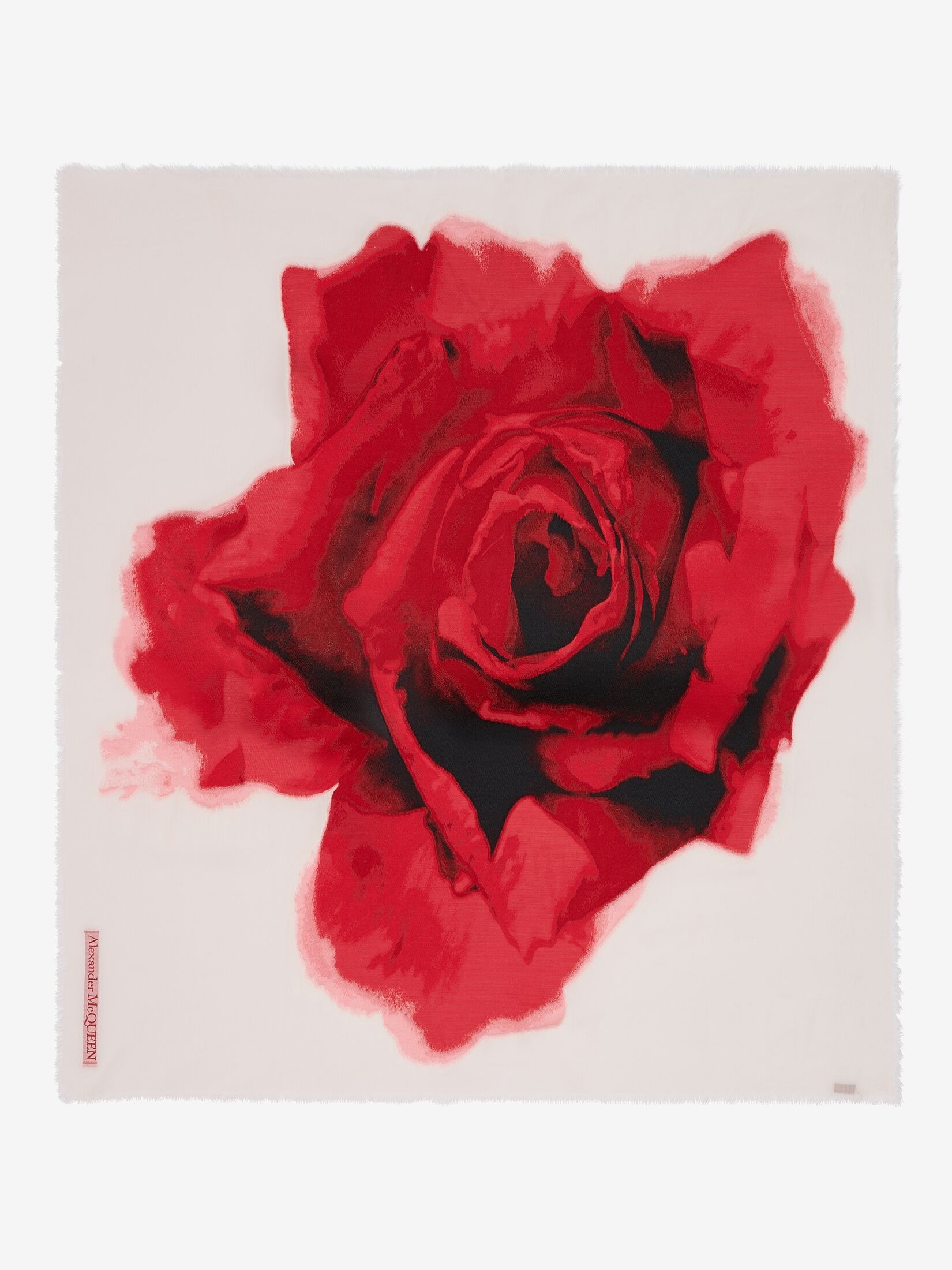 Women's Bleeding Rose Shawl in Ivory/red - 1