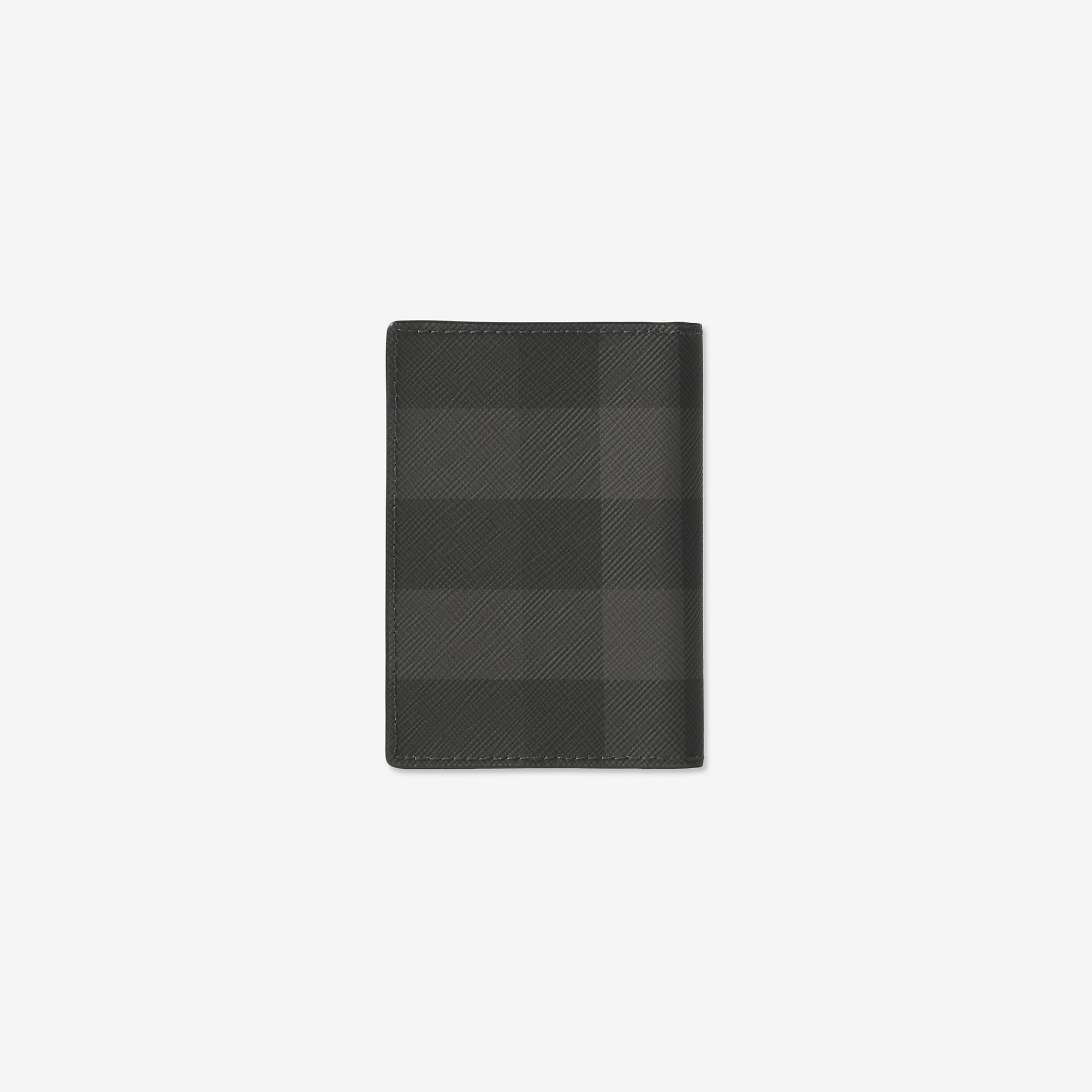 Check and Leather Folding Card Case - 3