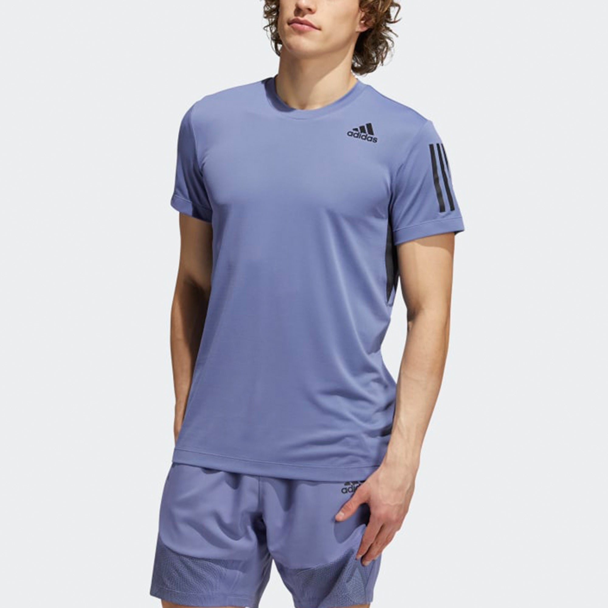 Men's adidas Heat.Rdy Training Sports Running Quick Dry Short Sleeve Light Purple T-Shirt GU0680 - 2