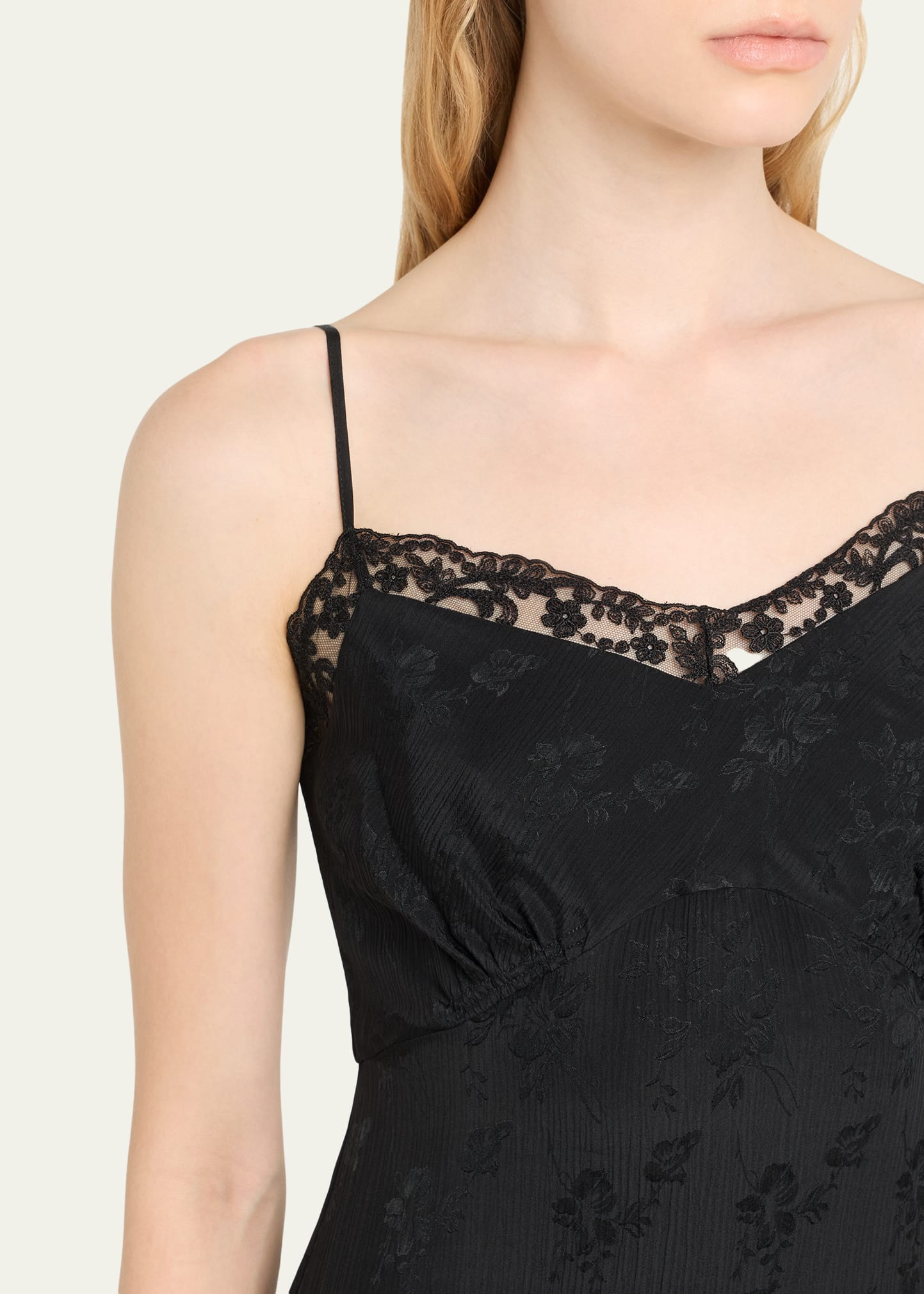 Floral Lace-Trim Slip Dress - 5