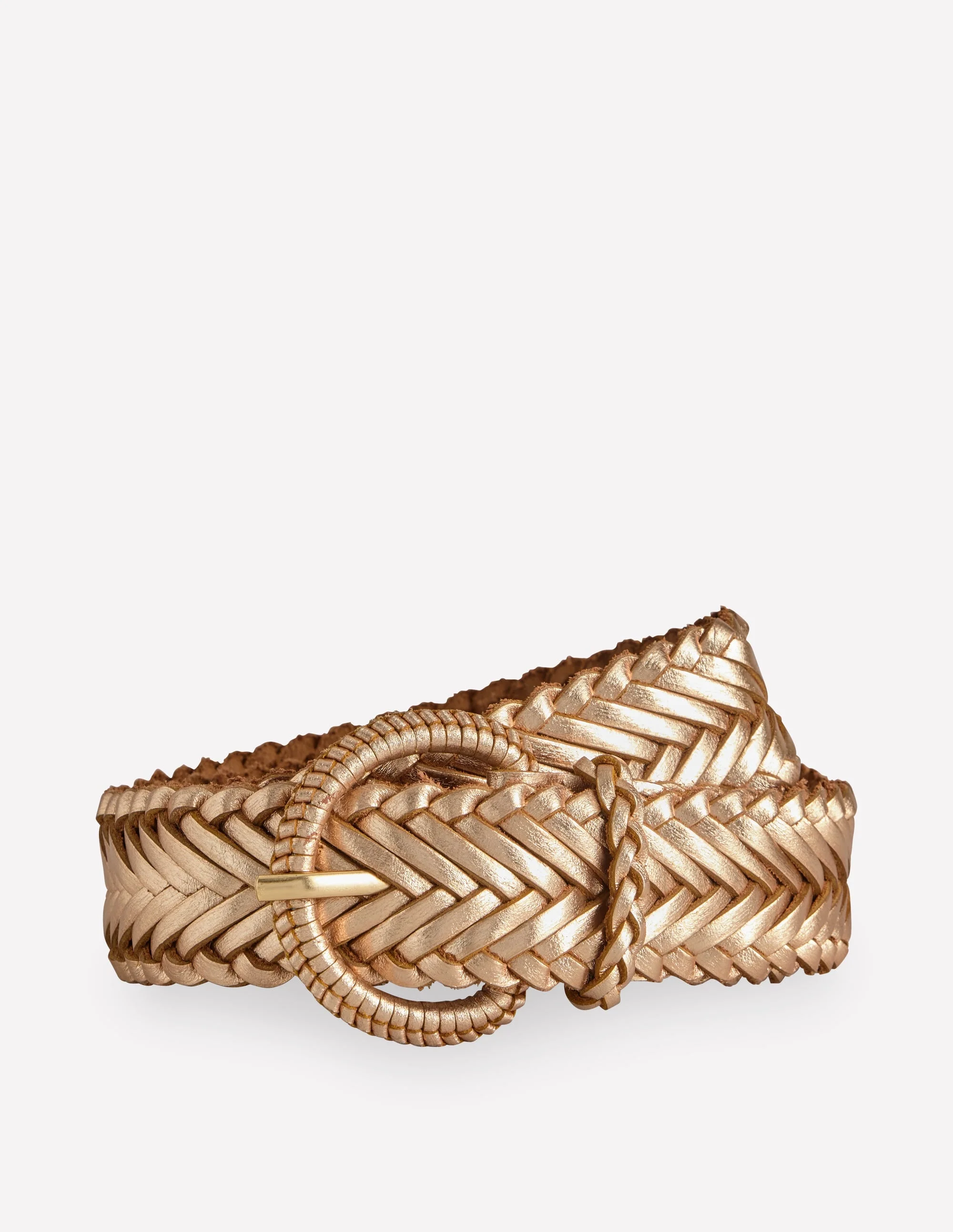 Woven Leather Belt-Gold - 1