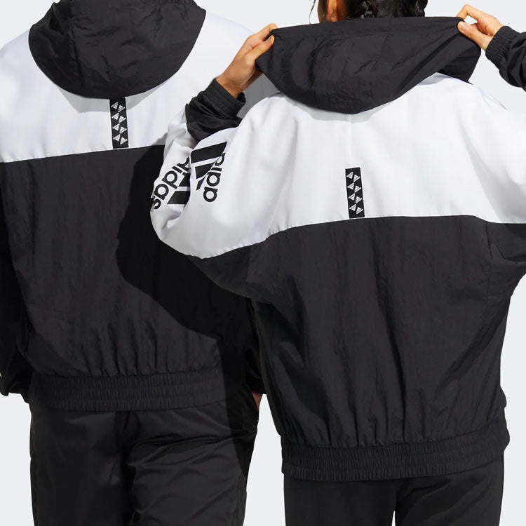 adidas Brandlove Woven Block Jacket 'Black White' HE7428 - 6
