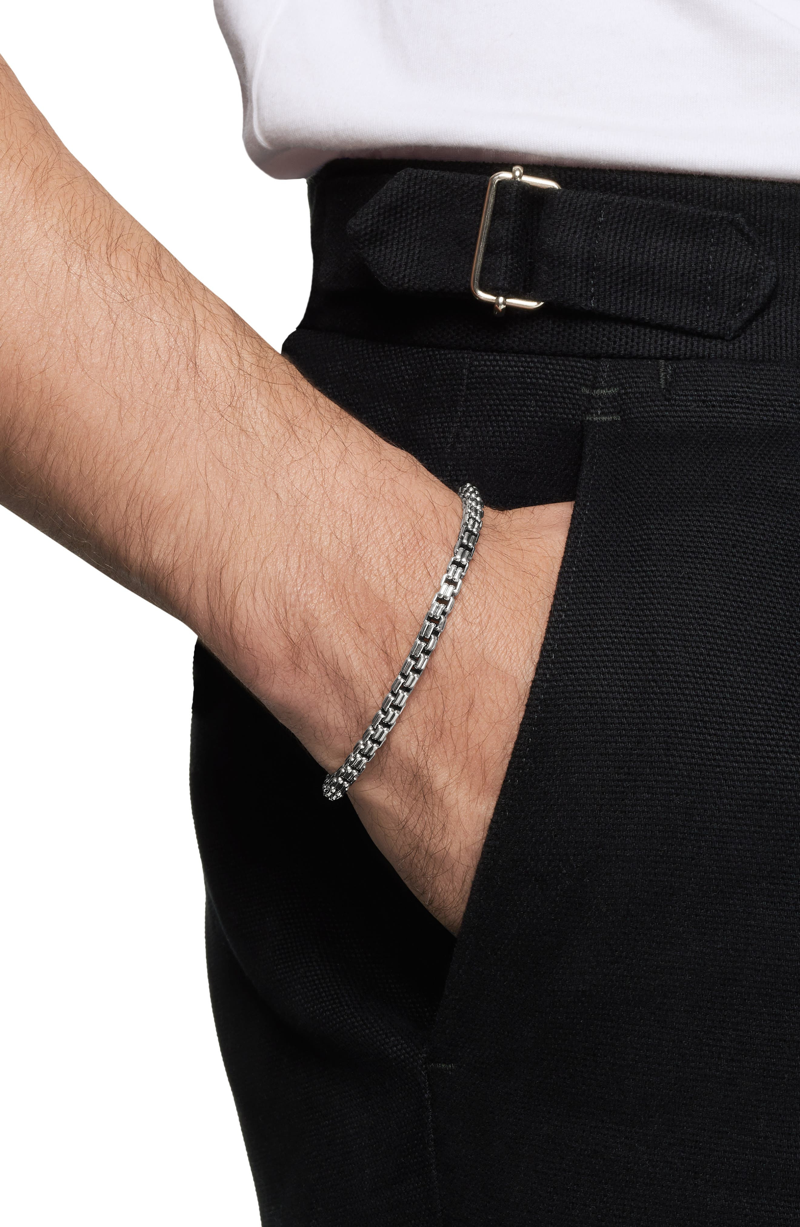 David Yurman Men's Double Box Chain Bracelet in Sterling Silver, 4mm at Nordstrom - 3