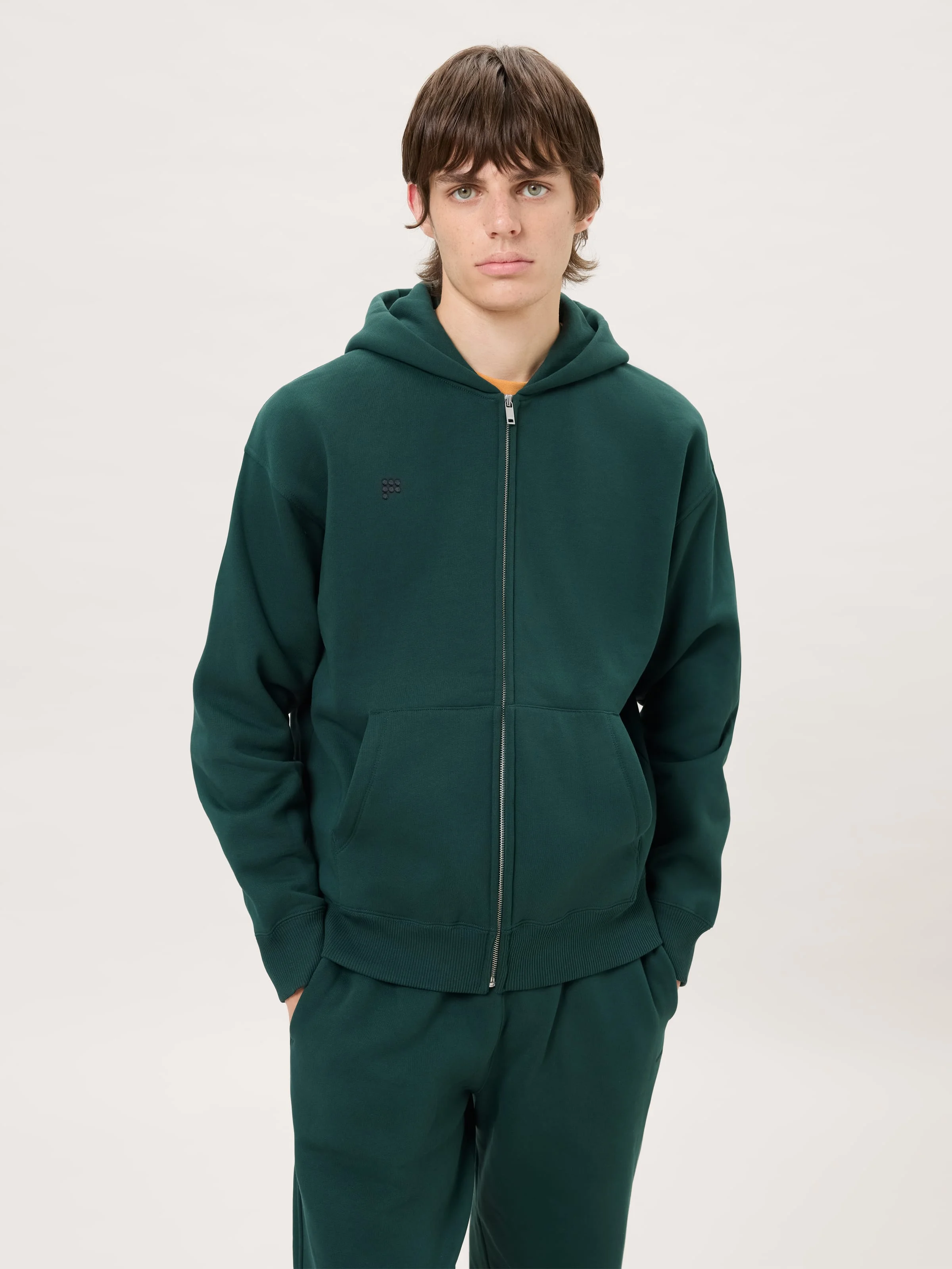 Mens Heavyweight Zip Up Hoodie - Depth Green - 1