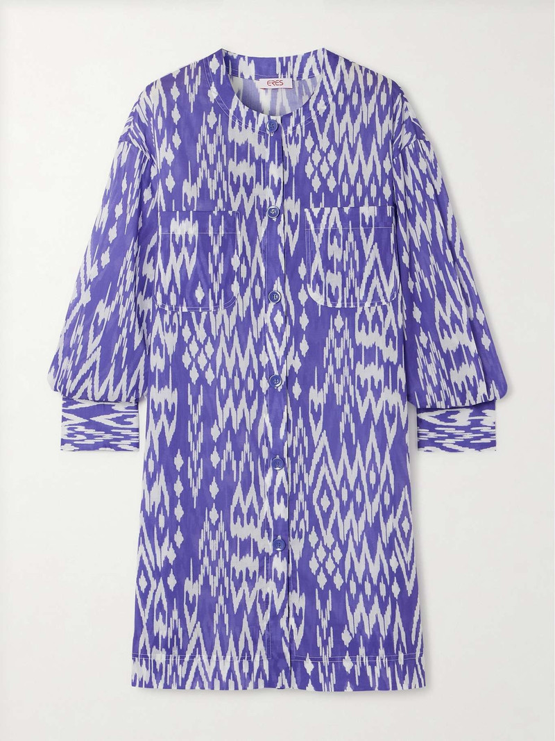 Printed cotton-voile mini shirt dress - 1