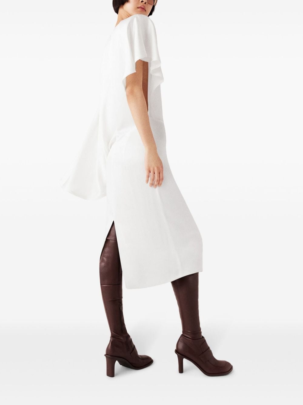 padded-shoulder asymmetric midi dress - 4
