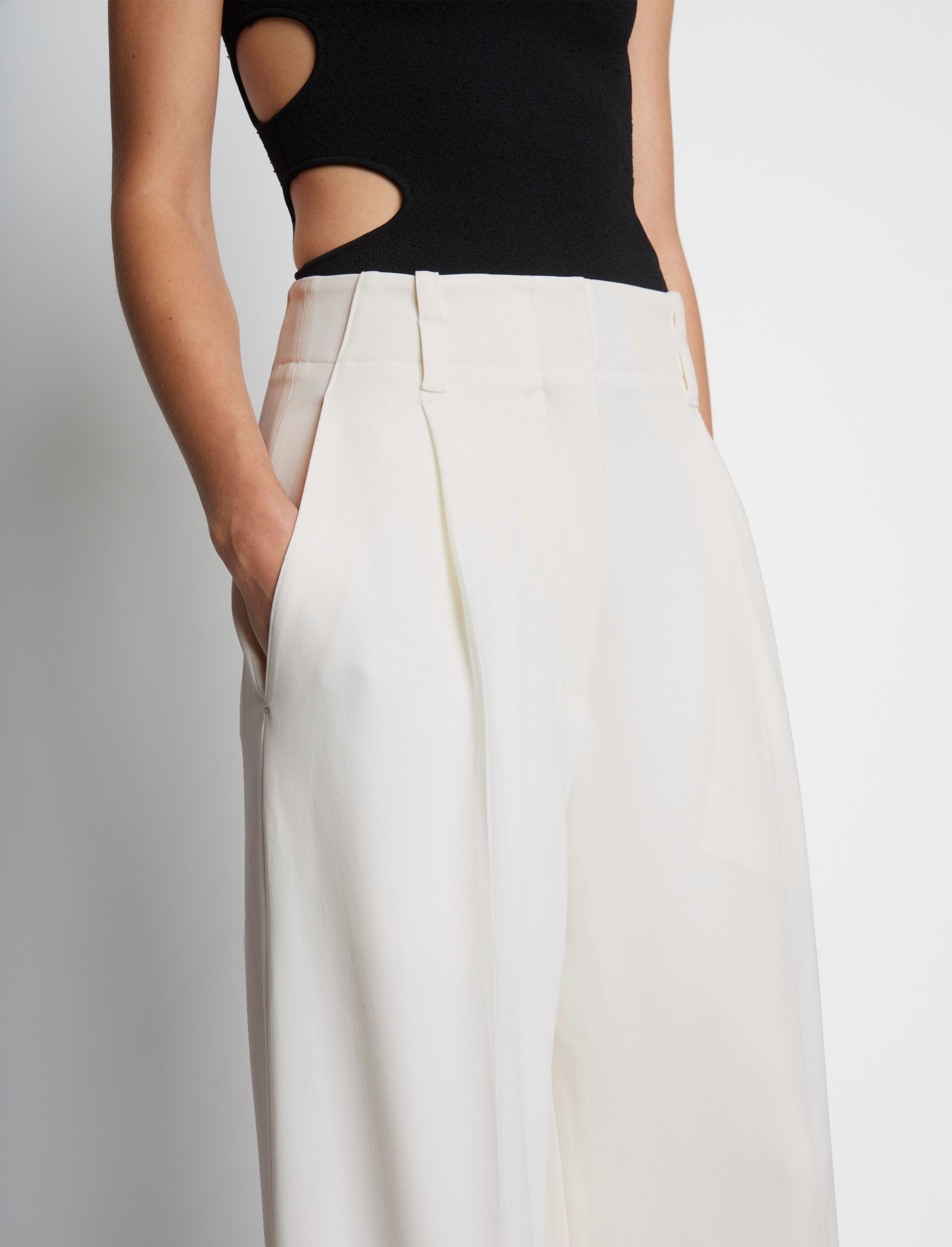 Matte Viscose Crepe Wide Leg Pants - 5