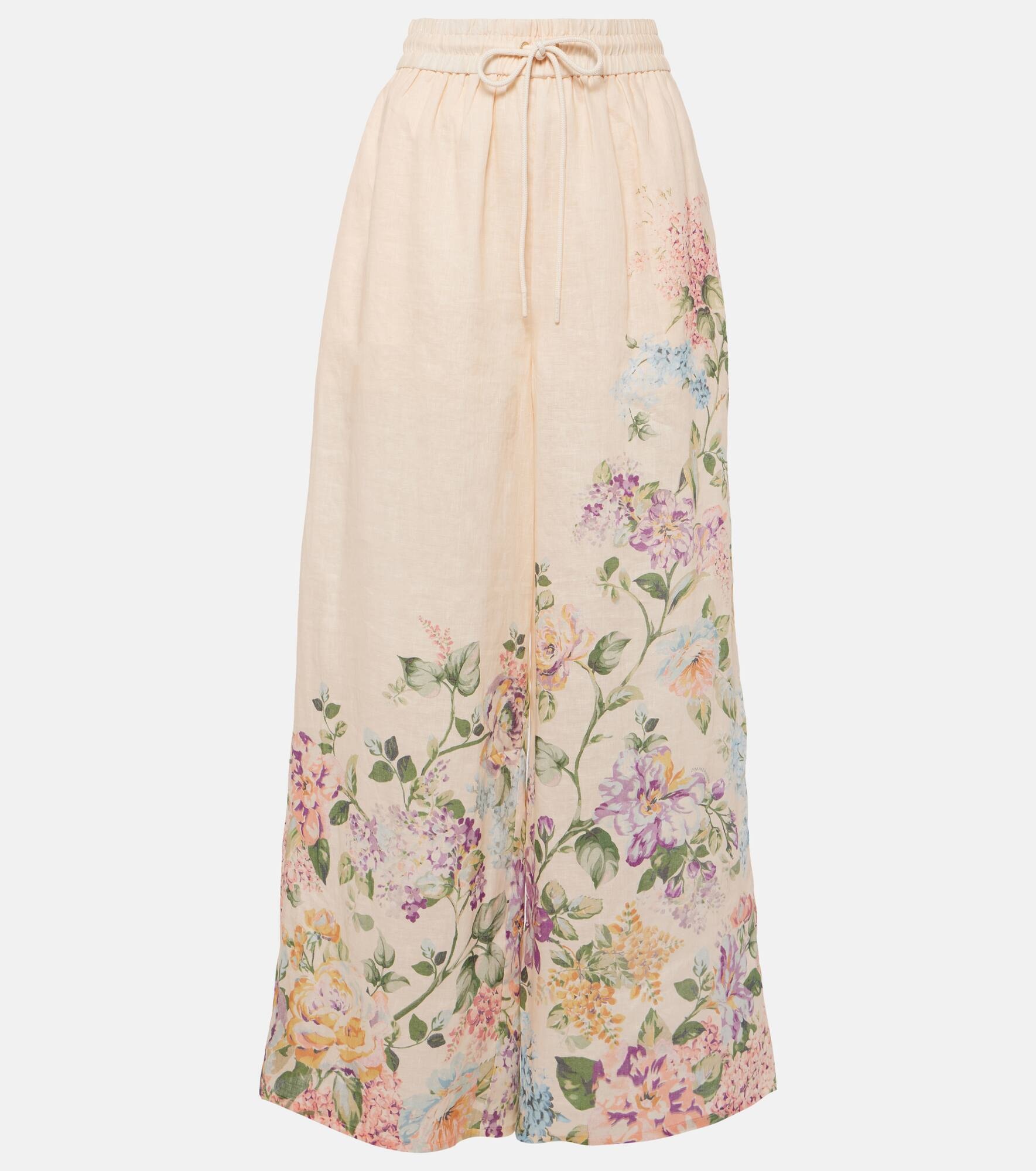 Zimmermann Halliday floral linen wide-leg pants mytheresa