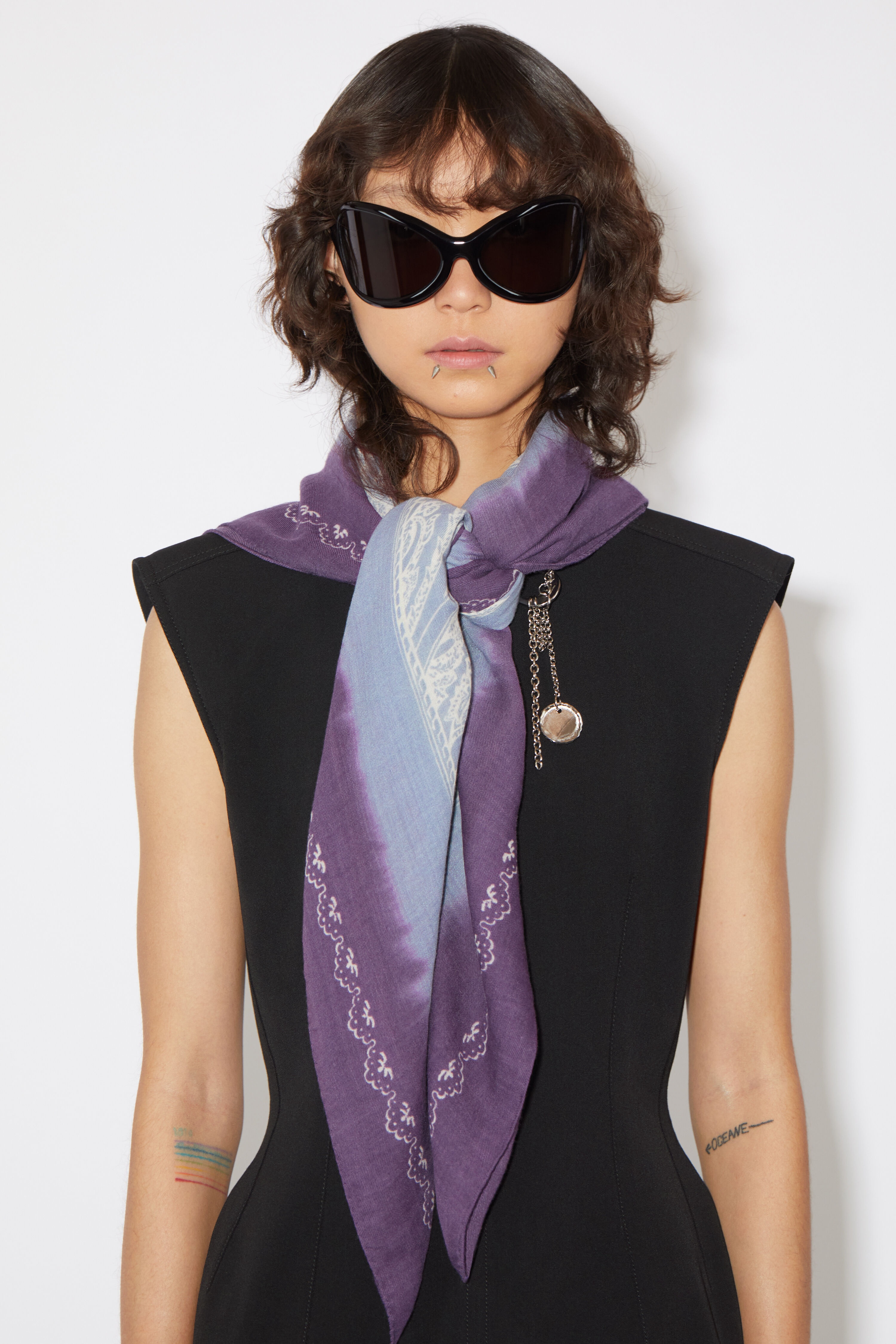 Printed scarf - Violet purple/dusty blue - 2