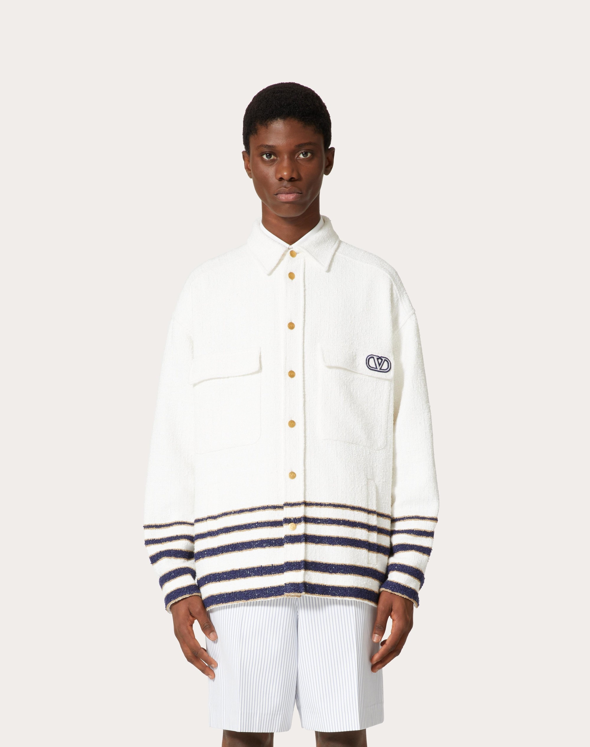 VISCOSE AND COTTON TWEED JACKET WITH VLOGO SIGNATURE PATCH - 3