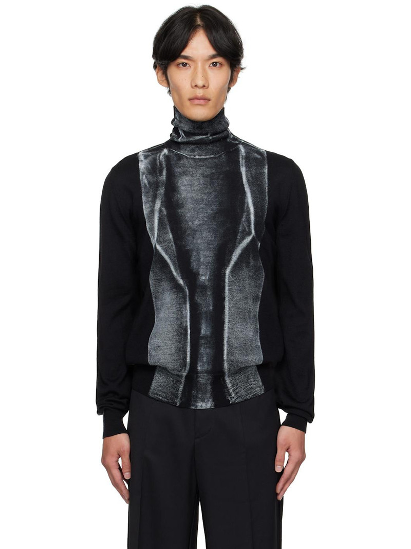 Black Folded Printed 14 Gauge Sweater 1