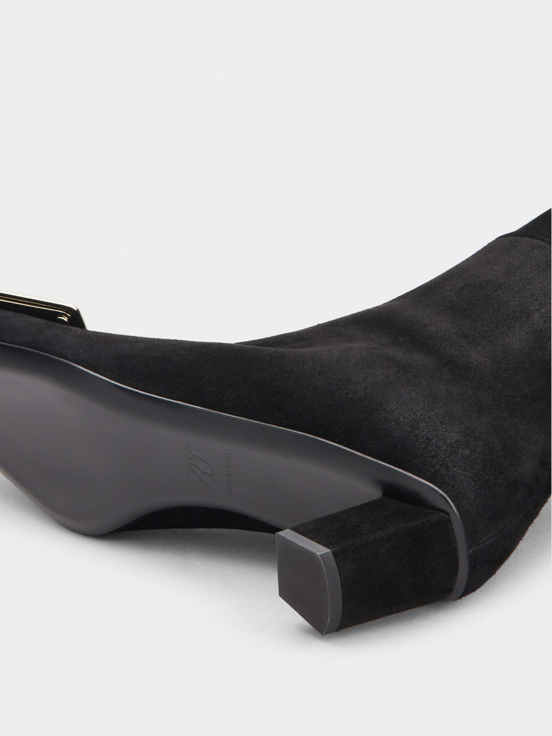 Over-the-Knee Belle Vivier Metal Buckle Boots in Suede 5