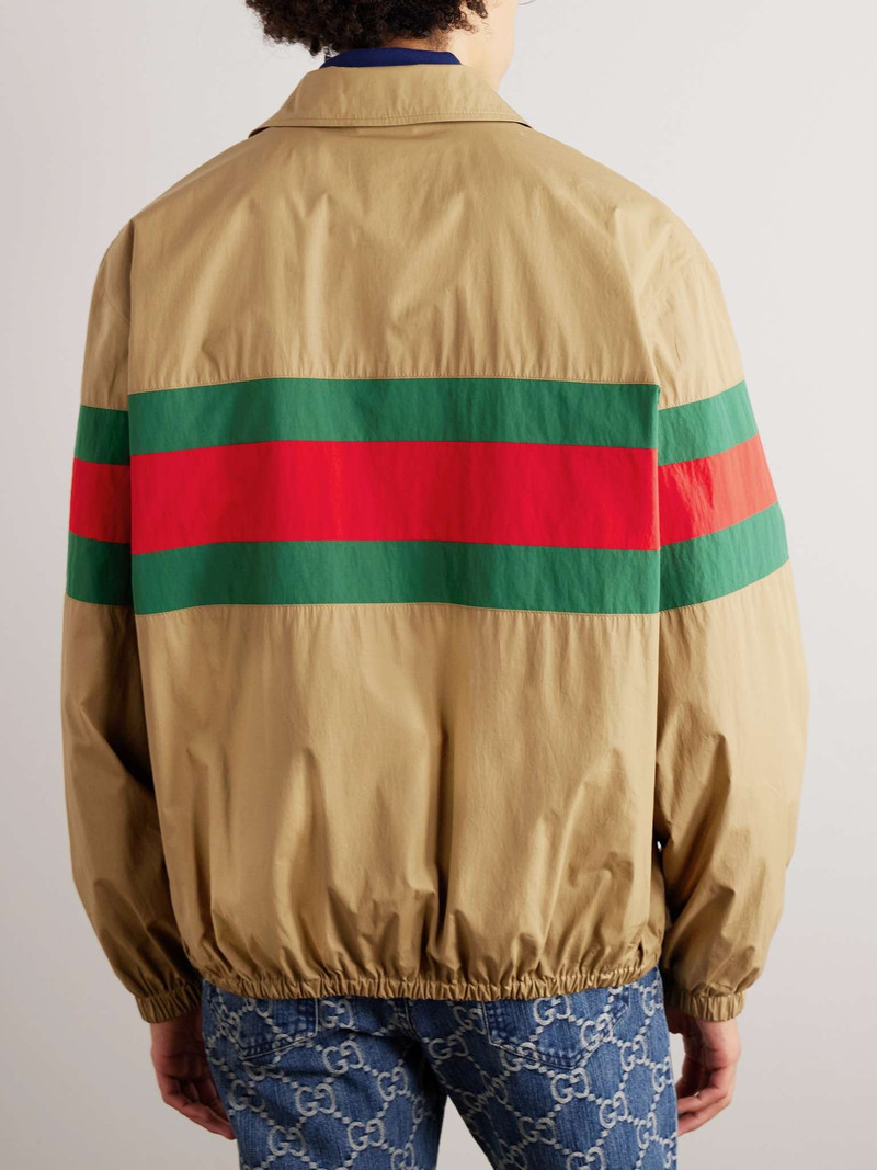 Logo-Appliquéd Striped Shell-Trimmed Cotton Jacket 4