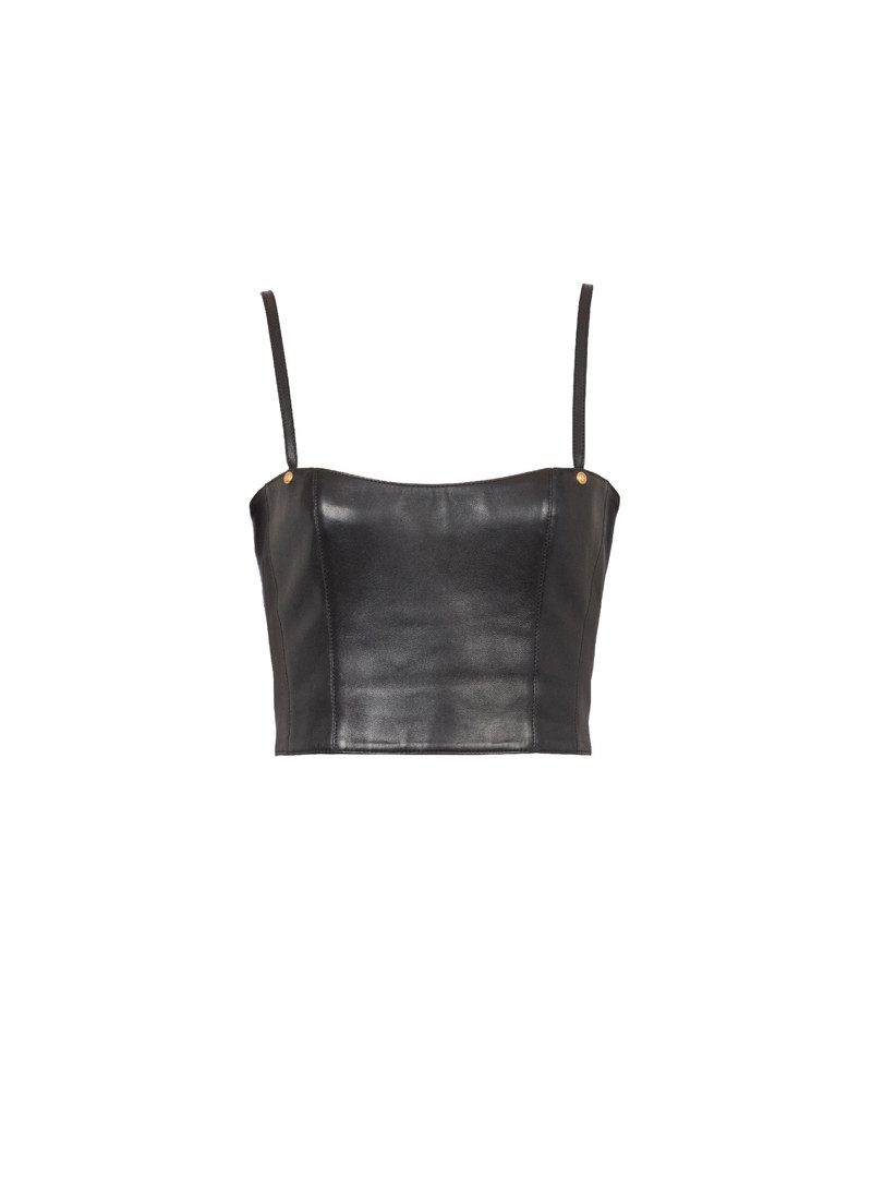 Spaghetti strap leather top - 1
