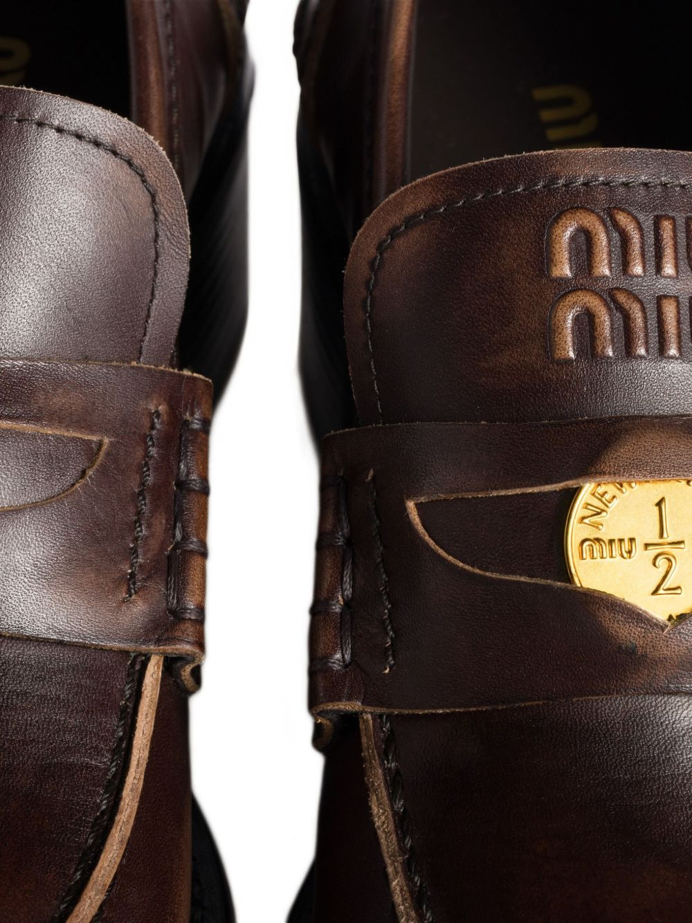 50mm leather band coin loafers - 4
