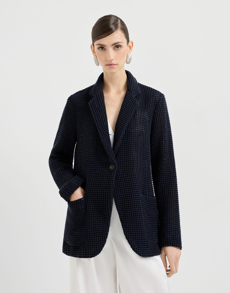 Cotton Diamond yarn net knit blazer 2