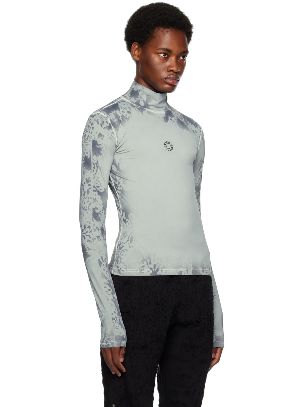 Gray Lace Spray Turtleneck - 2