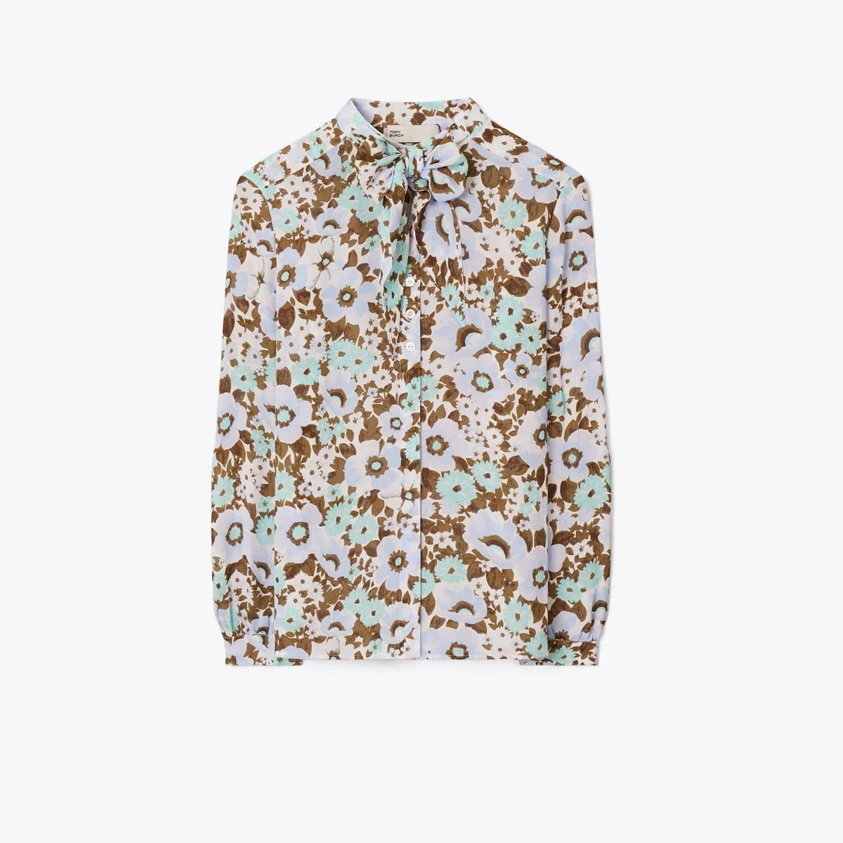 Printed Viscose Bow Blouse - 1