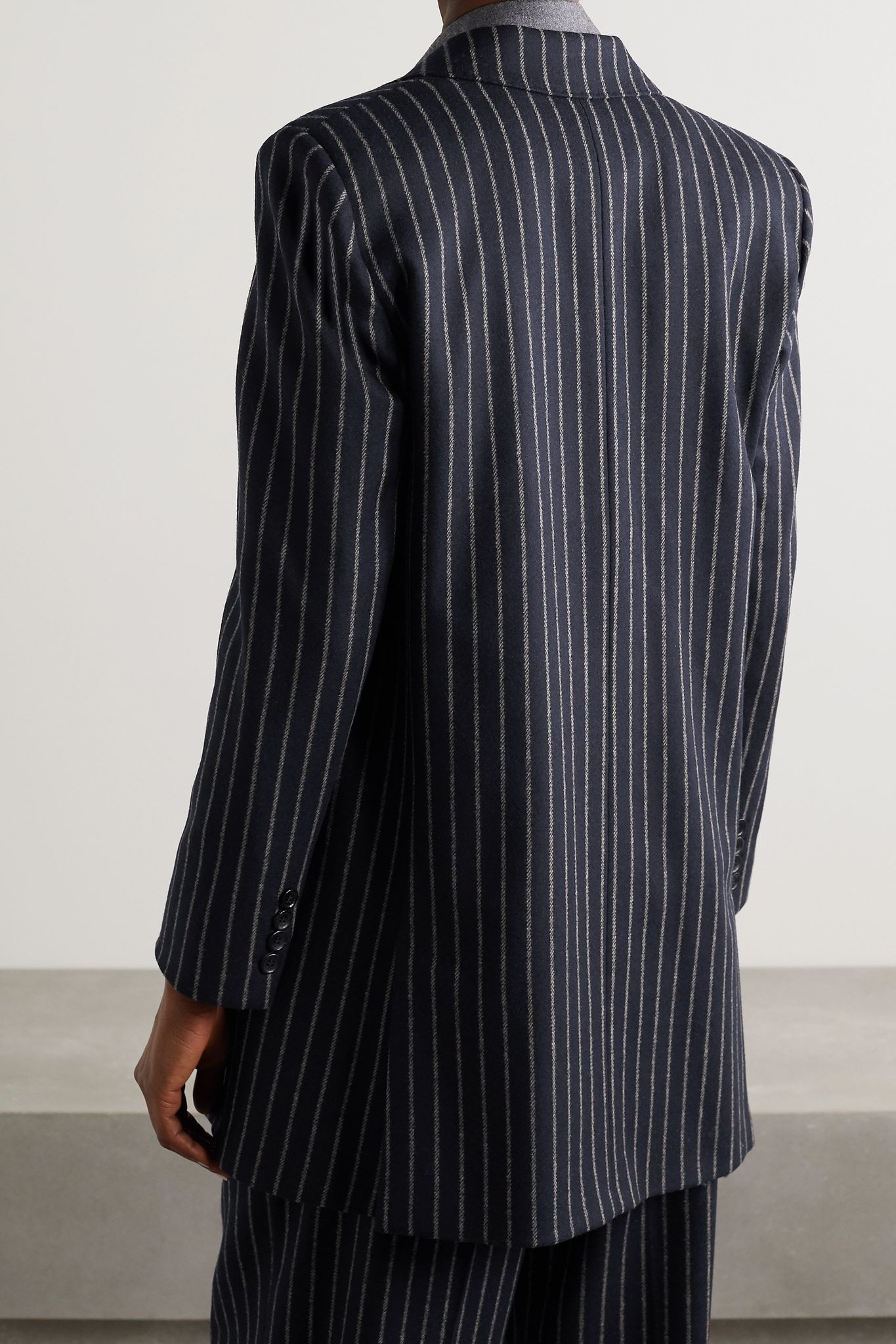 Leccio pinstriped wool and cashmere-blend blazer - 3