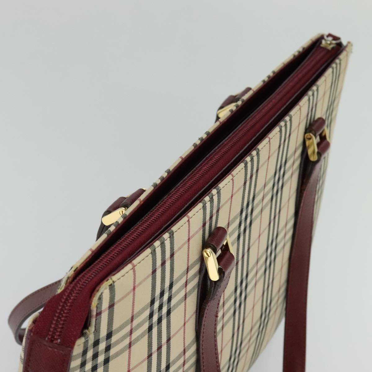 Burberry Nova Check Tote Bag Canvas Leather Beige Red Gold - 6