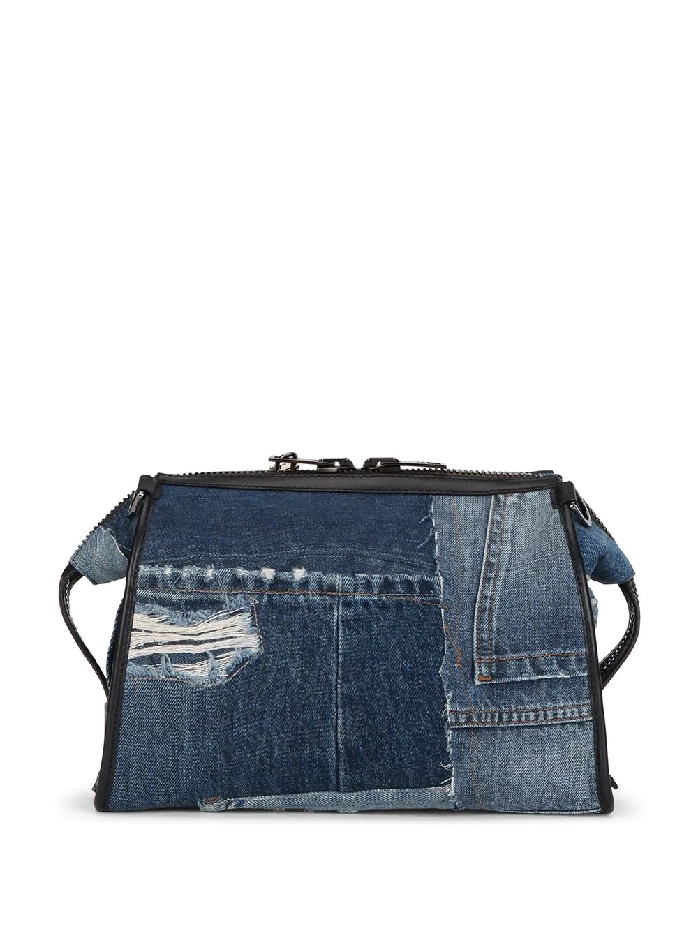 Edge denim patchwork shoulder bag - 2