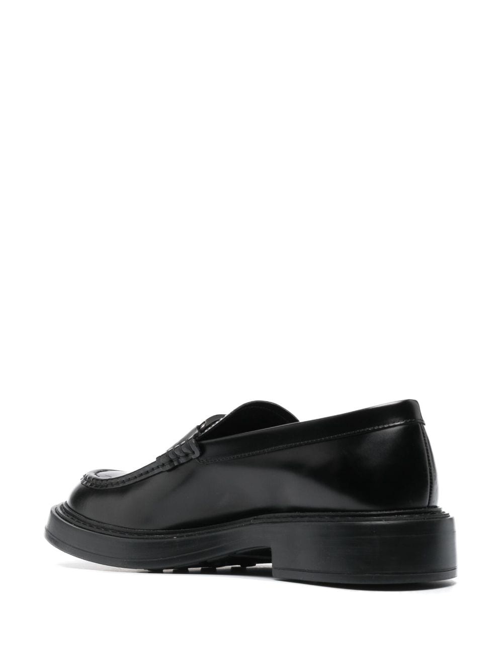 logo-plaque leather loafers - 3
